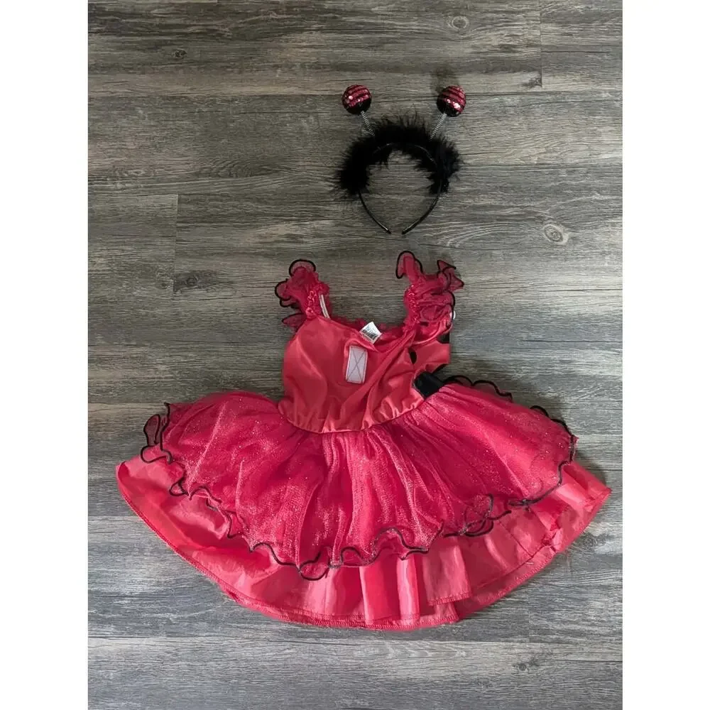 Lady Bug Toddler Halloween Costume Dress Headband Girls Size 3T-4T